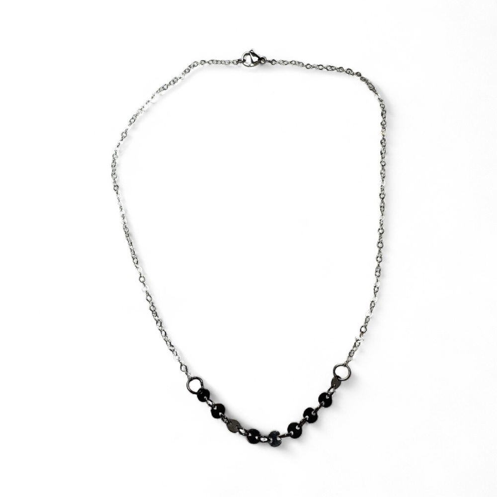 Sterling silver choker with gun metal discs